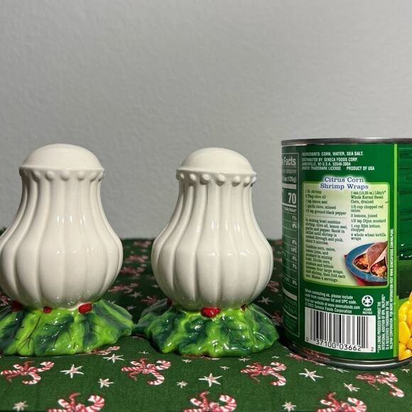 Blue Sky Clayworks Holiday Holly Berries & Leaves Salt & Pepper Shakers - Picture 2 of 5
